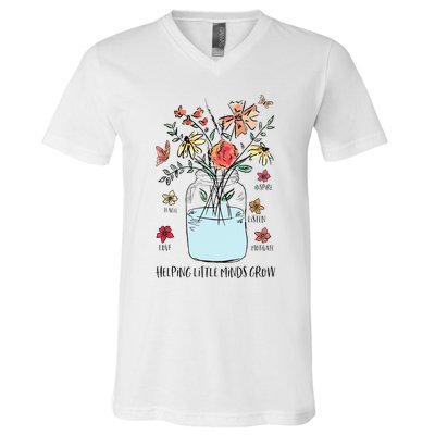 Helping Little Minds Grow LigFunny For Christmas Mom Dad V-Neck T-Shirt