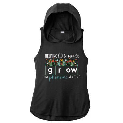 Helping Little Minds Grow One Phoneme At A Time Teacher Ladies PosiCharge Tri-Blend Wicking Draft Hoodie Tank