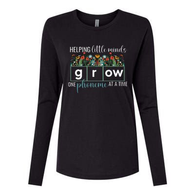 Helping Little Minds Grow One Phoneme At A Time Teacher Womens Cotton Relaxed Long Sleeve T-Shirt