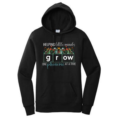 Helping Little Minds Grow One Phoneme At A Time Teacher Women's Pullover Hoodie