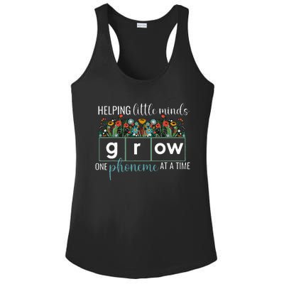 Helping Little Minds Grow One Phoneme At A Time Teacher Ladies PosiCharge Competitor Racerback Tank