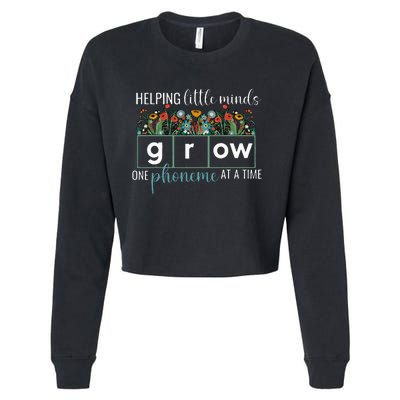 Helping Little Minds Grow One Phoneme At A Time Teacher Cropped Pullover Crew