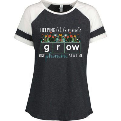 Helping Little Minds Grow One Phoneme At A Time Teacher Enza Ladies Jersey Colorblock Tee