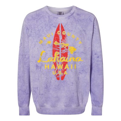 Hawaii Lahaina Maui Vintage Hawaiian Islands Surf Colorblast Crewneck Sweatshirt