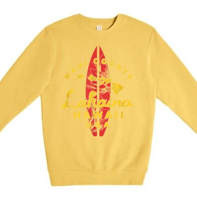 Hawaii Lahaina Maui Vintage Hawaiian Islands Surf Premium Crewneck Sweatshirt