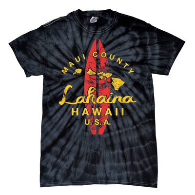 Hawaii Lahaina Maui Vintage Hawaiian Islands Surf Tie-Dye T-Shirt