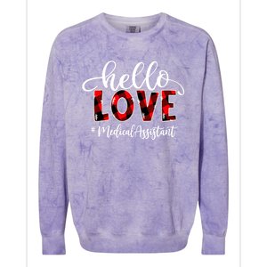 Hello Love Medical Assistant Flannel Valentine's Day Great Gift Colorblast Crewneck Sweatshirt