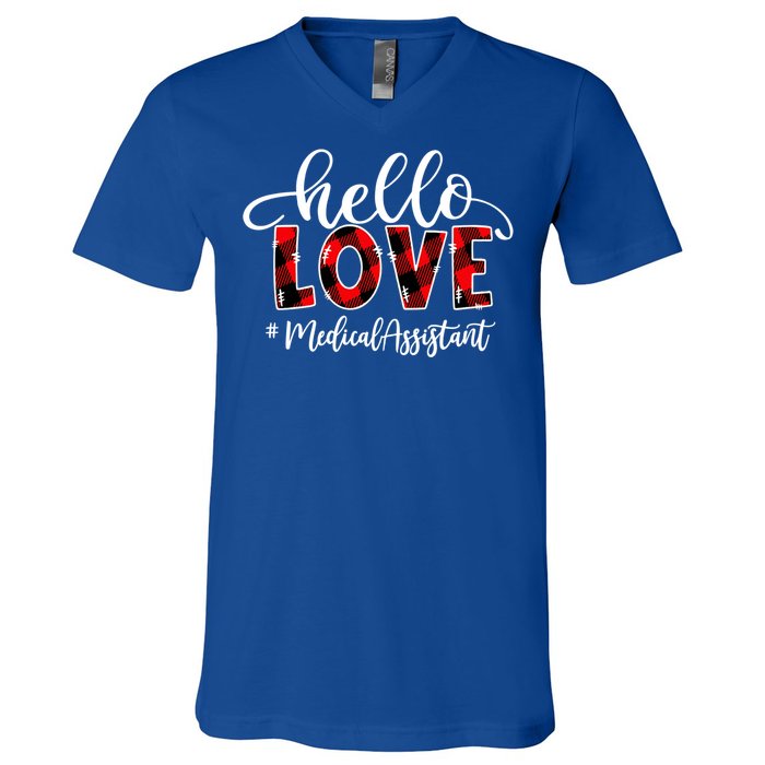 Hello Love Medical Assistant Flannel Valentine's Day Great Gift V-Neck T-Shirt