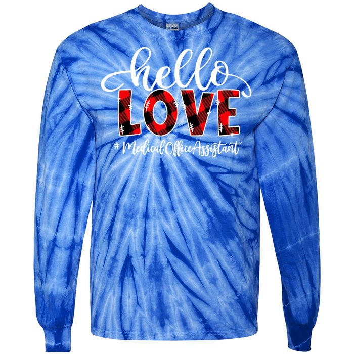 Hello Love Medical Office Assistant Flannel Valentine's Day Cute Gift Tie-Dye Long Sleeve Shirt