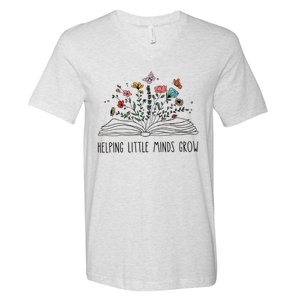 Helping Little Minds Grow Wildflowers Teacher Back To School V-Neck T-Shirt