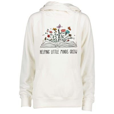 Helping Little Minds Grow Wildflowers Teacher Back To School Womens Funnel Neck Pullover Hood