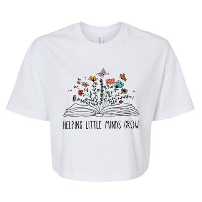 Helping Little Minds Grow Wildflowers Teacher Back To School Bella+Canvas Jersey Crop Tee