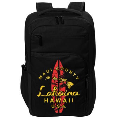 Hawaii Lahaina Maui Vintage Hawaiian Islands Surf Gift Impact Tech Backpack