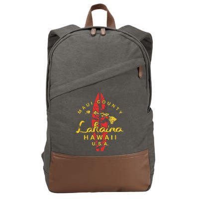 Hawaii Lahaina Maui Vintage Hawaiian Islands Surf Gift Cotton Canvas Backpack