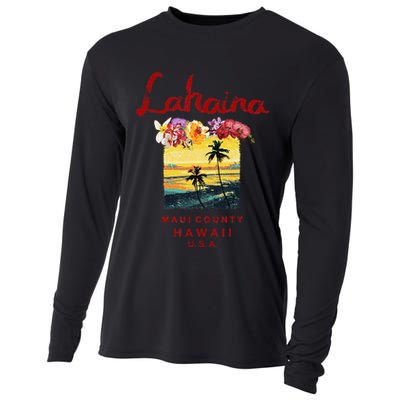 Hawaii Lahaina Maui Vintage Hawaiian Cooling Performance Long Sleeve Crew