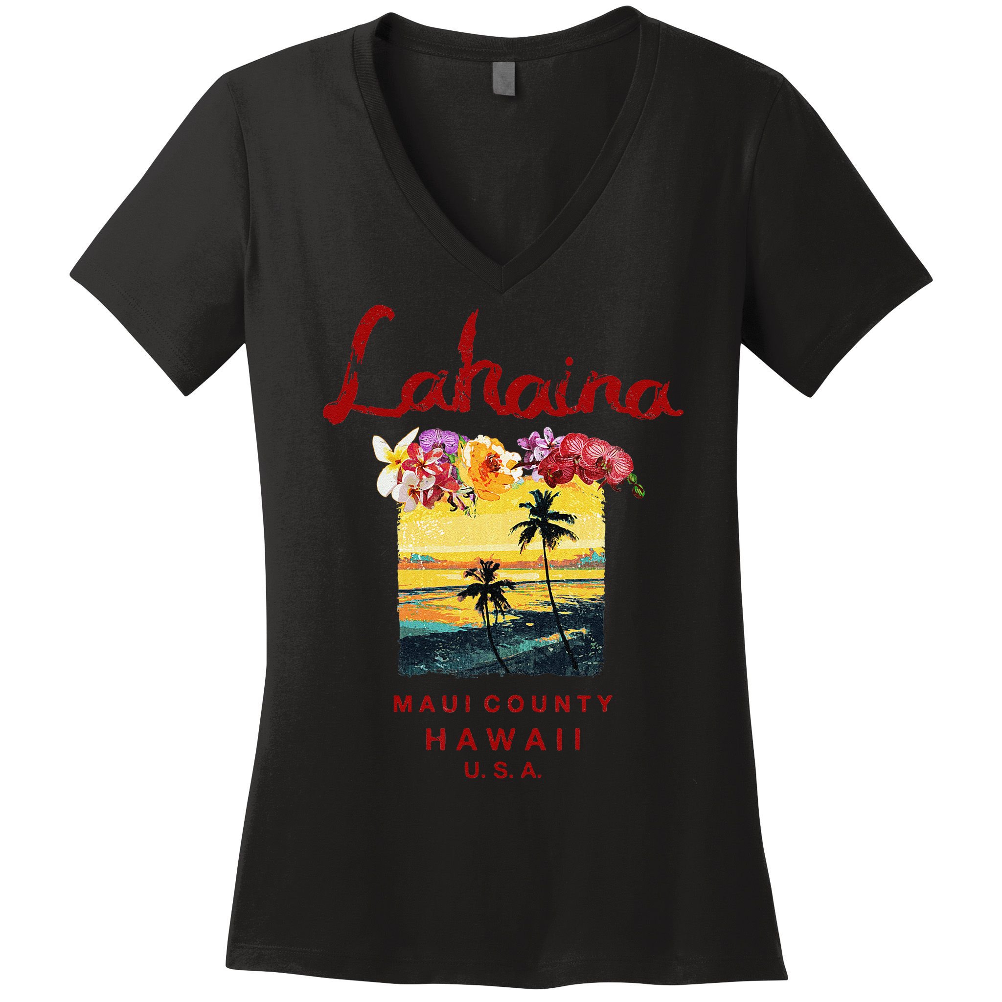 Hawaii Lahaina Maui Vintage Hawaiian Women's V-Neck T-Shirt
