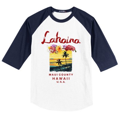 Hawaii Lahaina Maui Vintage Hawaiian Baseball Sleeve Shirt