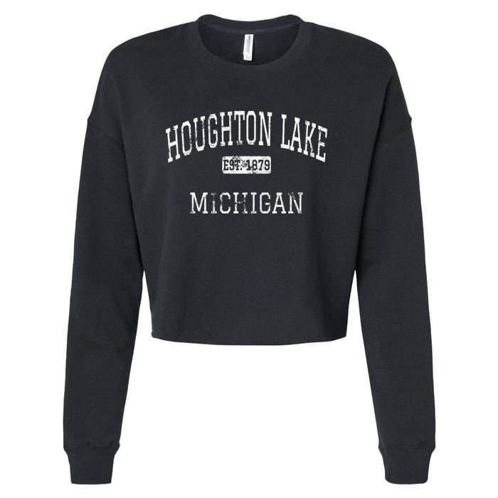 Houghton Lake Michigan Mi Vintage Cropped Pullover Crew