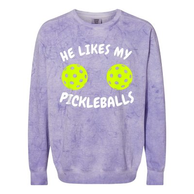 He Likes My Pickleballs Couple Pickleball Matching Colorblast Crewneck Sweatshirt