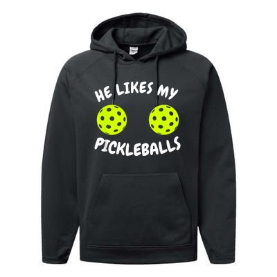 He Likes My Pickleballs Couple Pickleball Matching Performance Fleece Hoodie