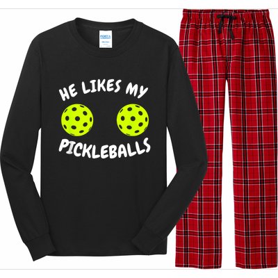 He Likes My Pickleballs Couple Pickleball Matching Long Sleeve Pajama Set