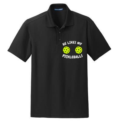 He Likes My Pickleballs Couple Pickleball Matching Dry Zone Grid Polo