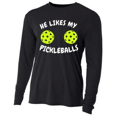 He Likes My Pickleballs Couple Pickleball Matching Cooling Performance Long Sleeve Crew