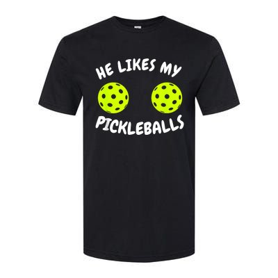 He Likes My Pickleballs Couple Pickleball Matching Softstyle CVC T-Shirt