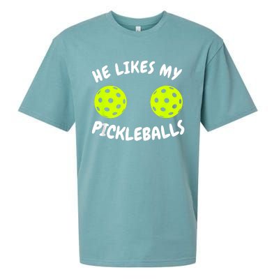 He Likes My Pickleballs Couple Pickleball Matching Sueded Cloud Jersey T-Shirt