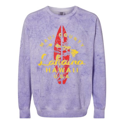 Hawaii Lahaina Maui Vintage Hawaiian Islands Surf Colorblast Crewneck Sweatshirt