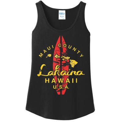 Hawaii Lahaina Maui Vintage Hawaiian Islands Surf Ladies Essential Tank