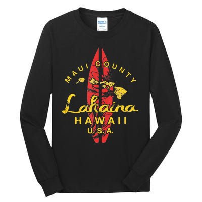 Hawaii Lahaina Maui Vintage Hawaiian Islands Surf Tall Long Sleeve T-Shirt