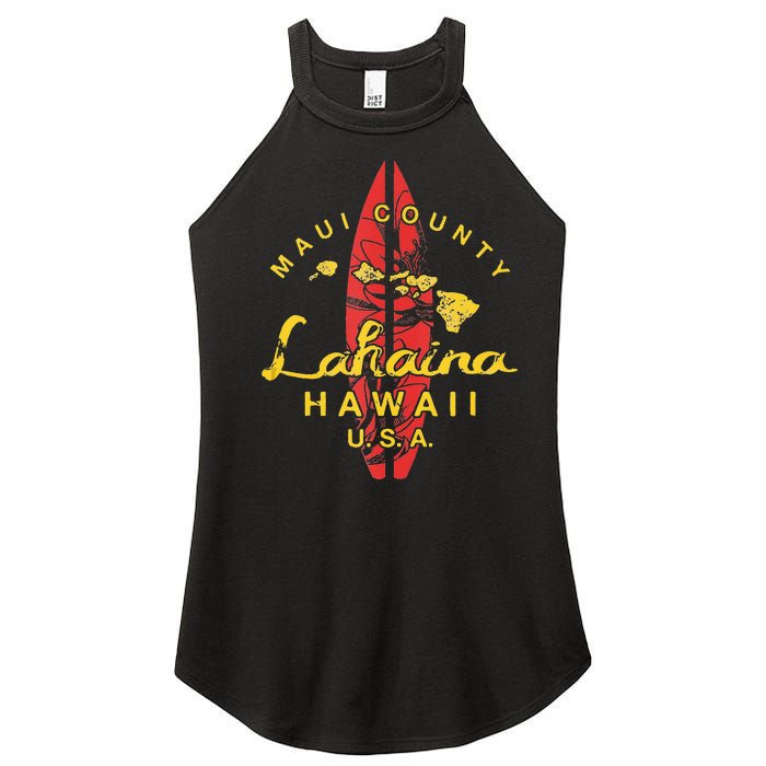 Hawaii Lahaina Maui Vintage Hawaiian Islands Surf Women’s Perfect Tri Rocker Tank