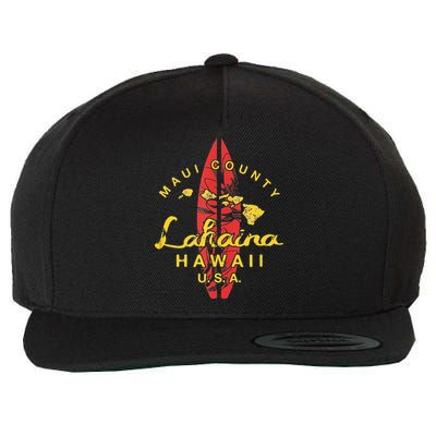 Hawaii Lahaina Maui Vintage Hawaiian Islands Surf Wool Snapback Cap