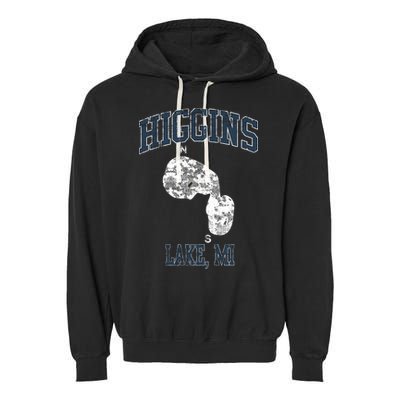 Higgins Lake Michigan Vintage Garment-Dyed Fleece Hoodie