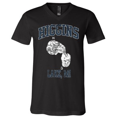 Higgins Lake Michigan Vintage V-Neck T-Shirt