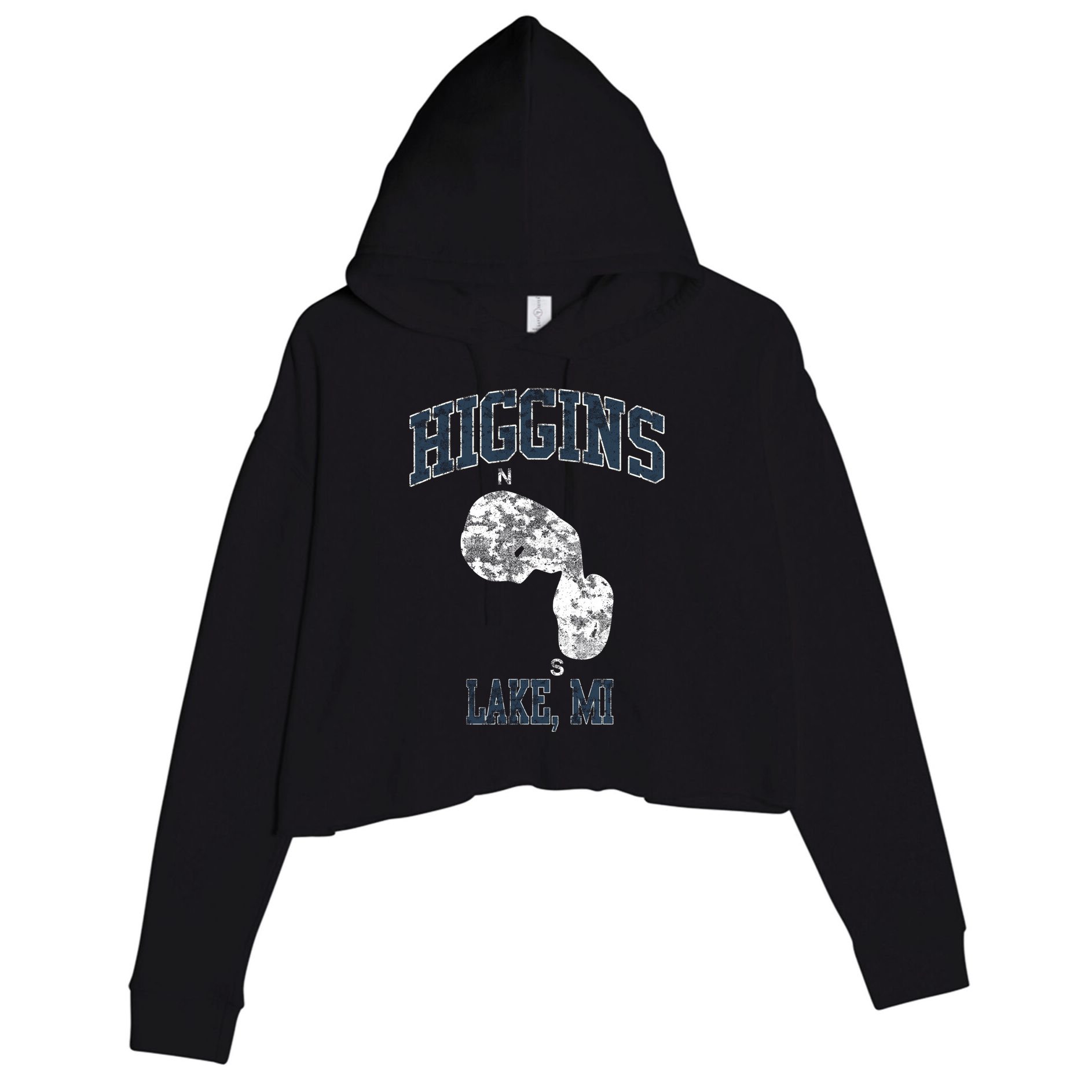 Higgins Lake Michigan Vintage Crop Fleece Hoodie