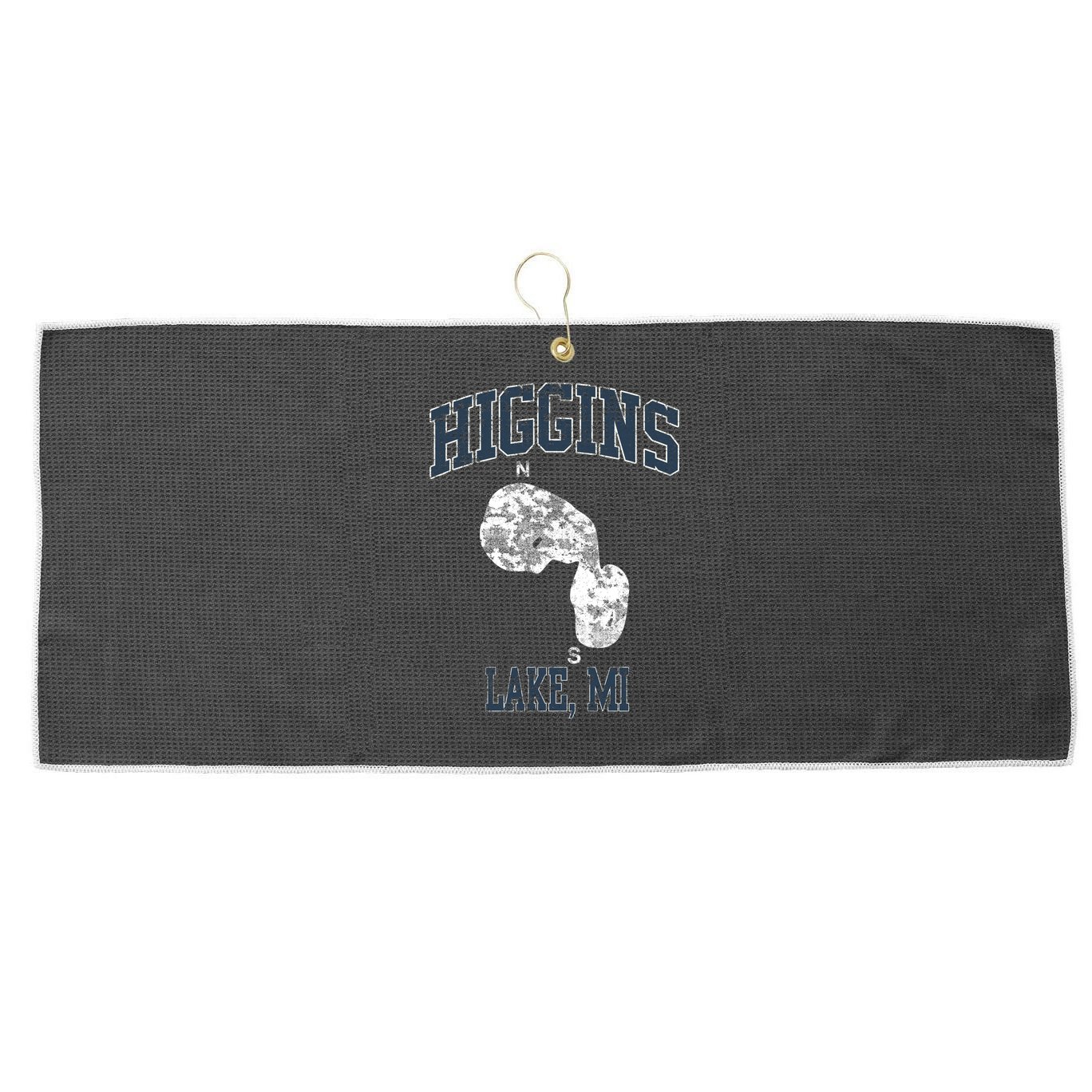 Higgins Lake Michigan Vintage Large Microfiber Waffle Golf Towel