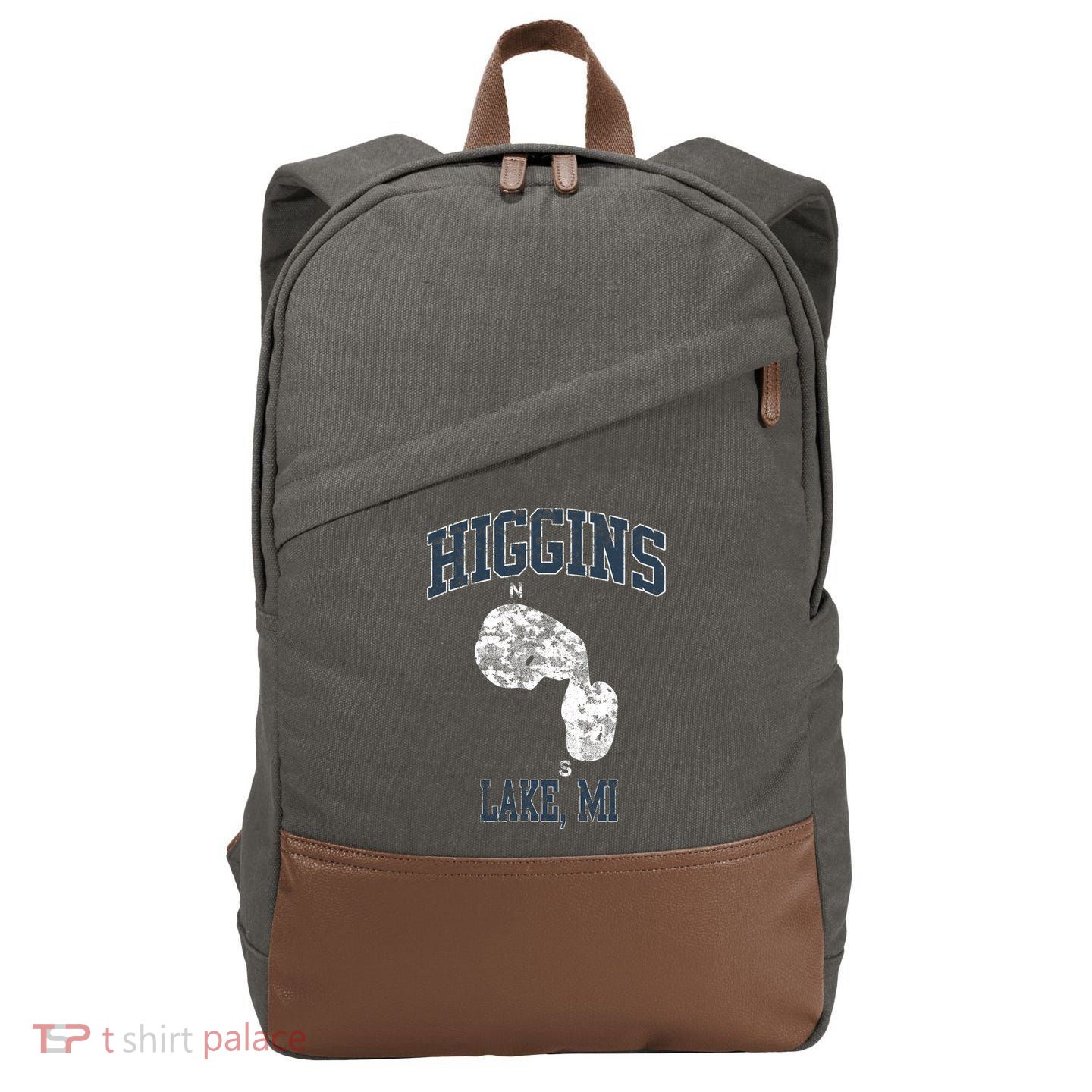 Higgins Lake Michigan Vintage Cotton Canvas Backpack