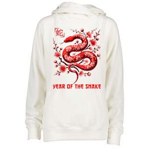 Happy Lunar New Year 2025 Year Of The Snake Zodiac Sign Womens Funnel Neck Pullover Hood