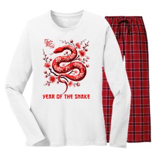 Happy Lunar New Year 2025 Year Of The Snake Zodiac Sign Women's Long Sleeve Flannel Pajama Set 