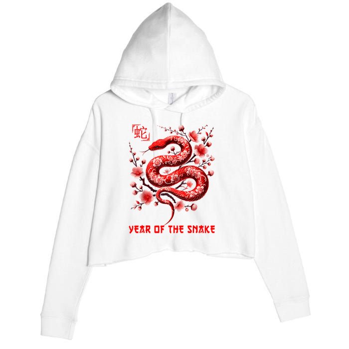 Happy Lunar New Year 2025 Year Of The Snake Zodiac Sign Crop Fleece Hoodie