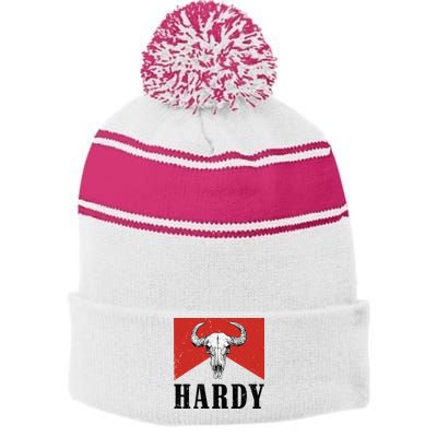 H.A.R.D.Y Last Name H.A.R.D.Y Family Western Style Stripe Pom Pom Beanie