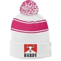 H.A.R.D.Y Last Name H.A.R.D.Y Family Western Style Stripe Pom Pom Beanie