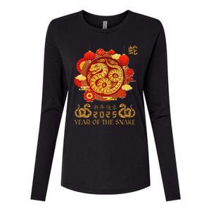 Happy Lunar New Year 2025 Year Of The Snake Zodiac Sign Womens Cotton Relaxed Long Sleeve T-Shirt