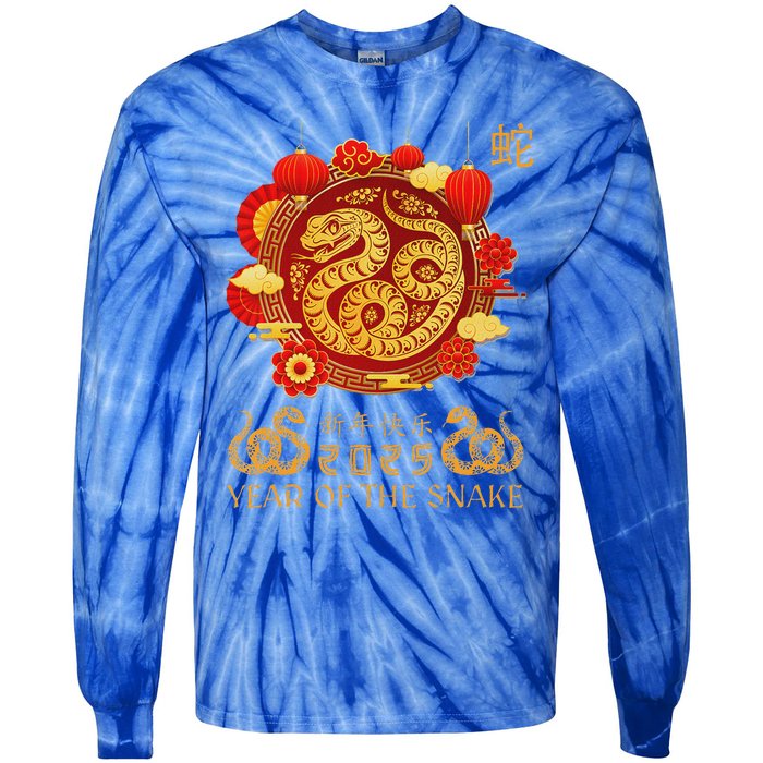 Happy Lunar New Year 2025 Year Of The Snake Zodiac Sign Tie-Dye Long Sleeve Shirt