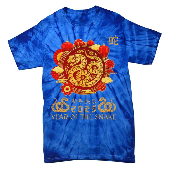 Happy Lunar New Year 2025 Year Of The Snake Zodiac Sign Tie-Dye T-Shirt