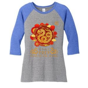 Happy Lunar New Year 2025 Year Of The Snake Zodiac Sign Women's Tri-Blend 3/4-Sleeve Raglan Shirt