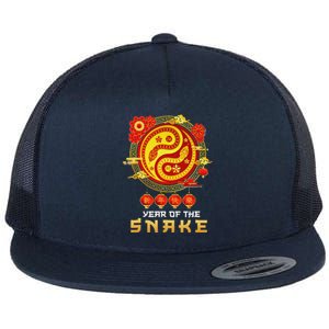 Happy Lunar New Year 2025 Year Of The Snake Zodiac Sign Flat Bill Trucker Hat