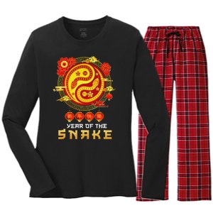 Happy Lunar New Year 2025 Year Of The Snake Zodiac Sign Women's Long Sleeve Flannel Pajama Set 